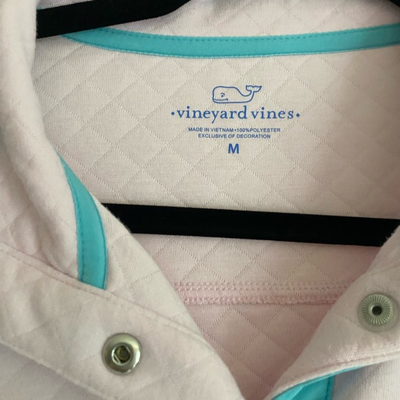 Vineyard Vines Light Pink Quilted Pullover with Aqua Trim - Picture 2 of 3
